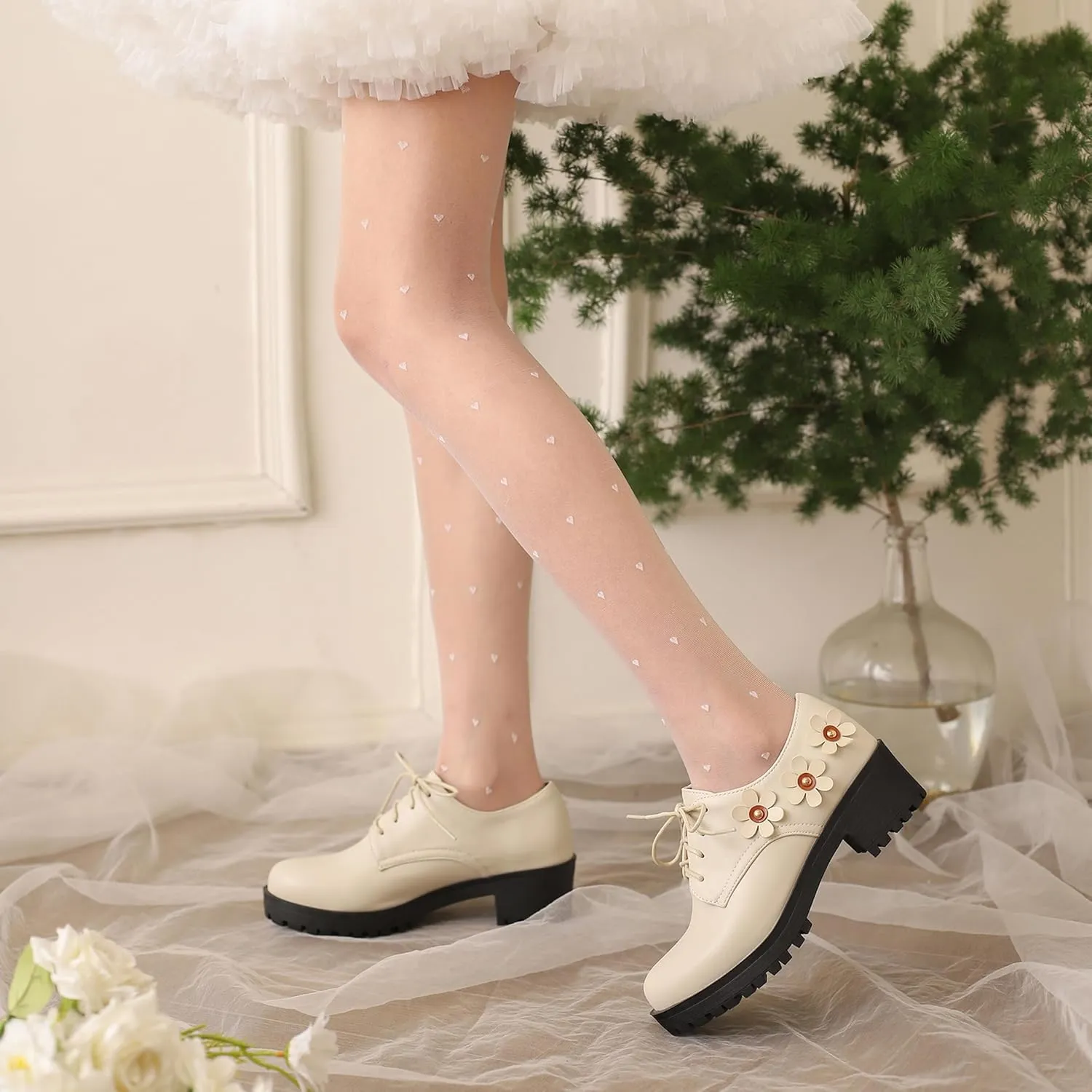 Office Oxford Women Round Toe Lace Up Derby Platform