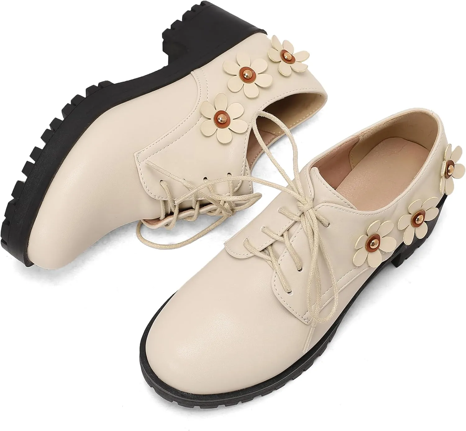 Office Oxford Women Round Toe Lace Up Derby Platform