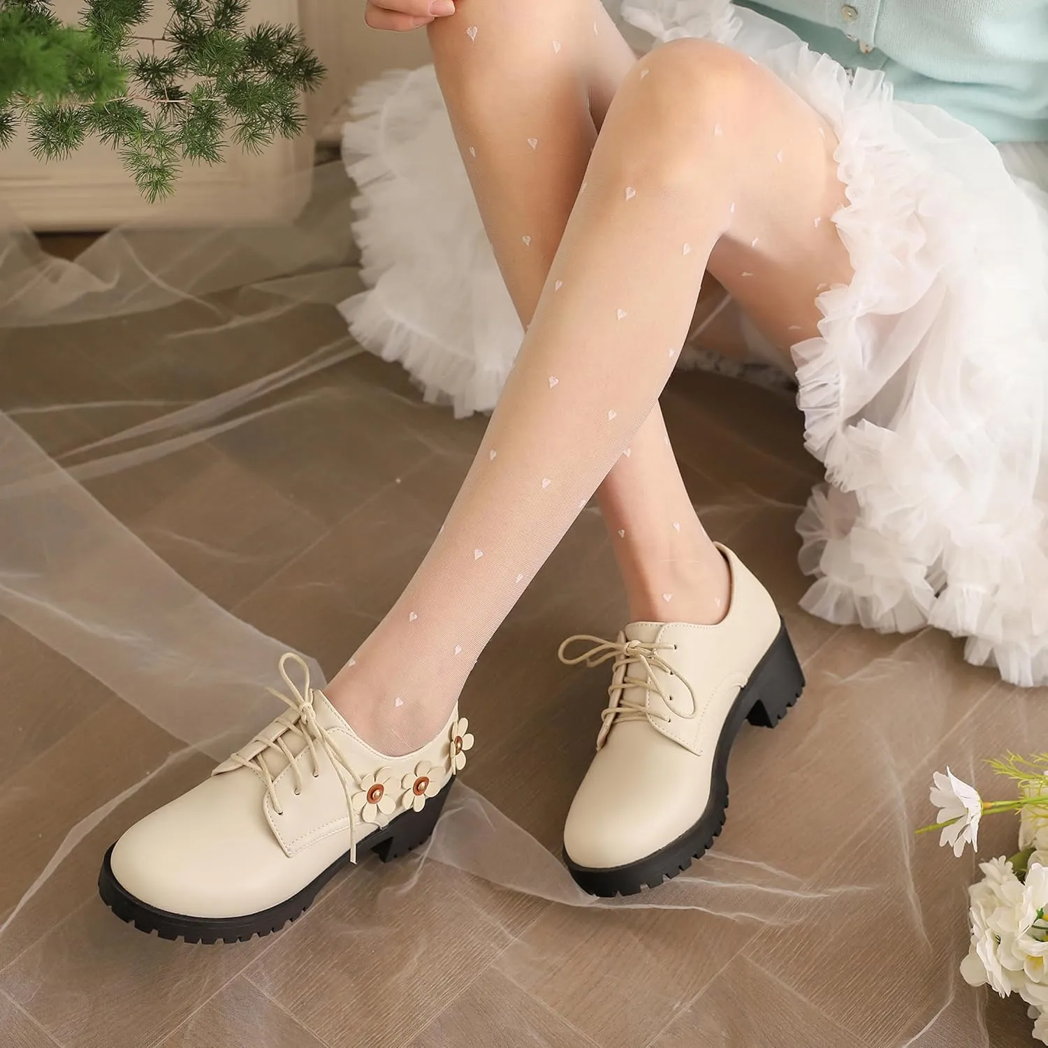 Office Oxford Women Round Toe Lace Up Derby Platform