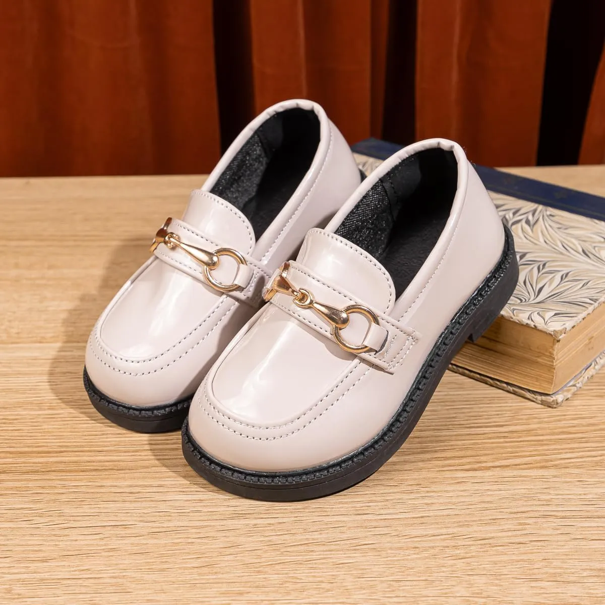 ohsofy Girls Oxford Flats Dress Shoes Casual Penny Loafers Comfort Non-Slip Sole Wedding Party School Uniform (Toddler/Little Kid)