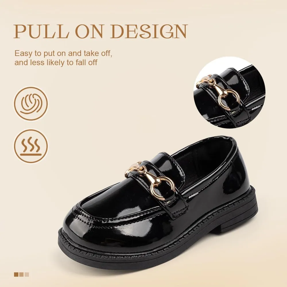 ohsofy Girls Oxford Flats Dress Shoes Casual Penny Loafers Comfort Non-Slip Sole Wedding Party School Uniform (Toddler/Little Kid)