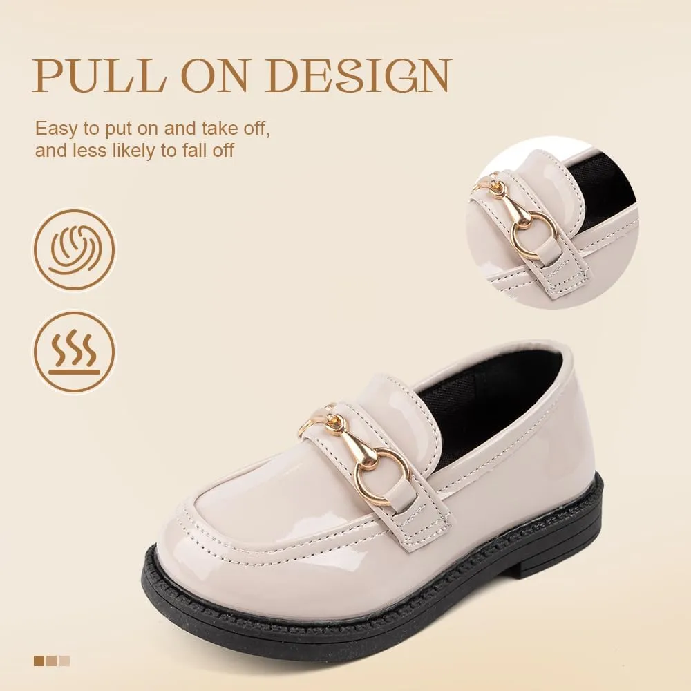 ohsofy Girls Oxford Flats Dress Shoes Casual Penny Loafers Comfort Non-Slip Sole Wedding Party School Uniform (Toddler/Little Kid)