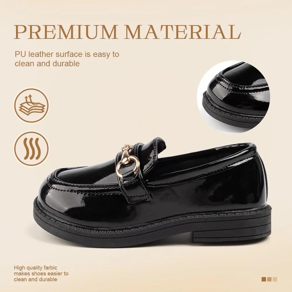 ohsofy Girls Oxford Flats Dress Shoes Casual Penny Loafers Comfort Non-Slip Sole Wedding Party School Uniform (Toddler/Little Kid)