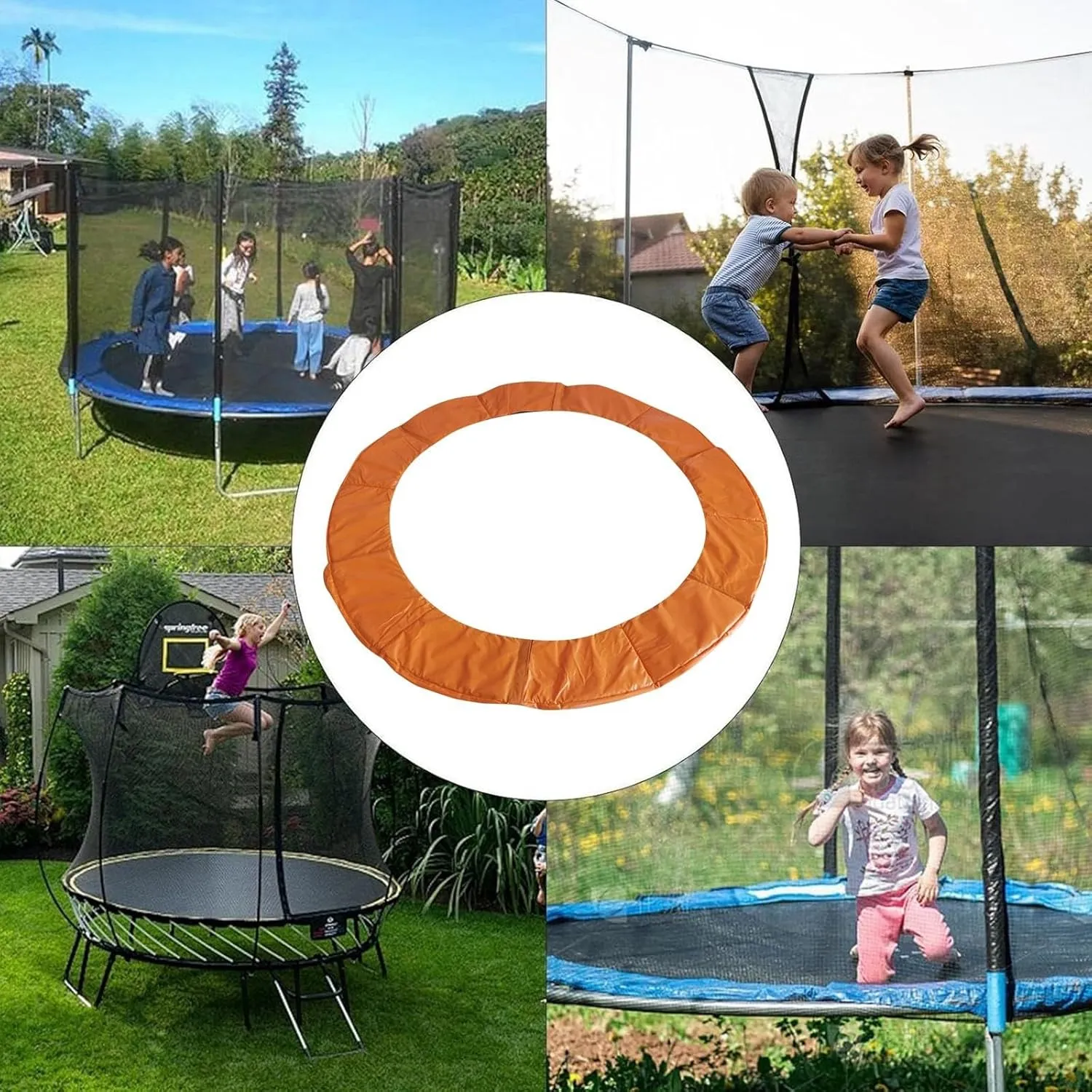 Orange Trampoline Replacement Mat, Trampoline Replacement Pad Edge Protection Fits 6F 8FT 10FT, Round Spring Cover, UV-Resistant, Tear-Resistant Edge Protection