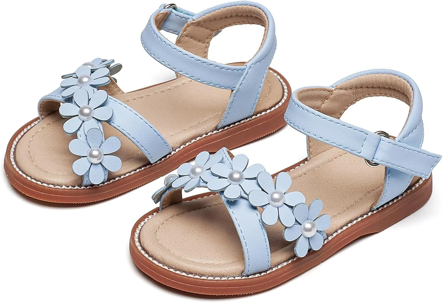 Otter MOMO Girls Open Toe Princess Flat Sandals with Comfort Sole Summer Sandals