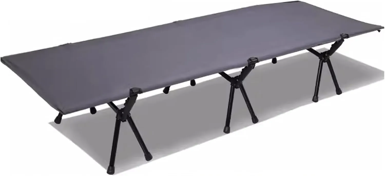 Outdoors Camping Cot with Side Pocket, Ultralight Folding Backpacking Cot, Supports 120kg, Portable Camping Bed for Camping Hiking Travel Home