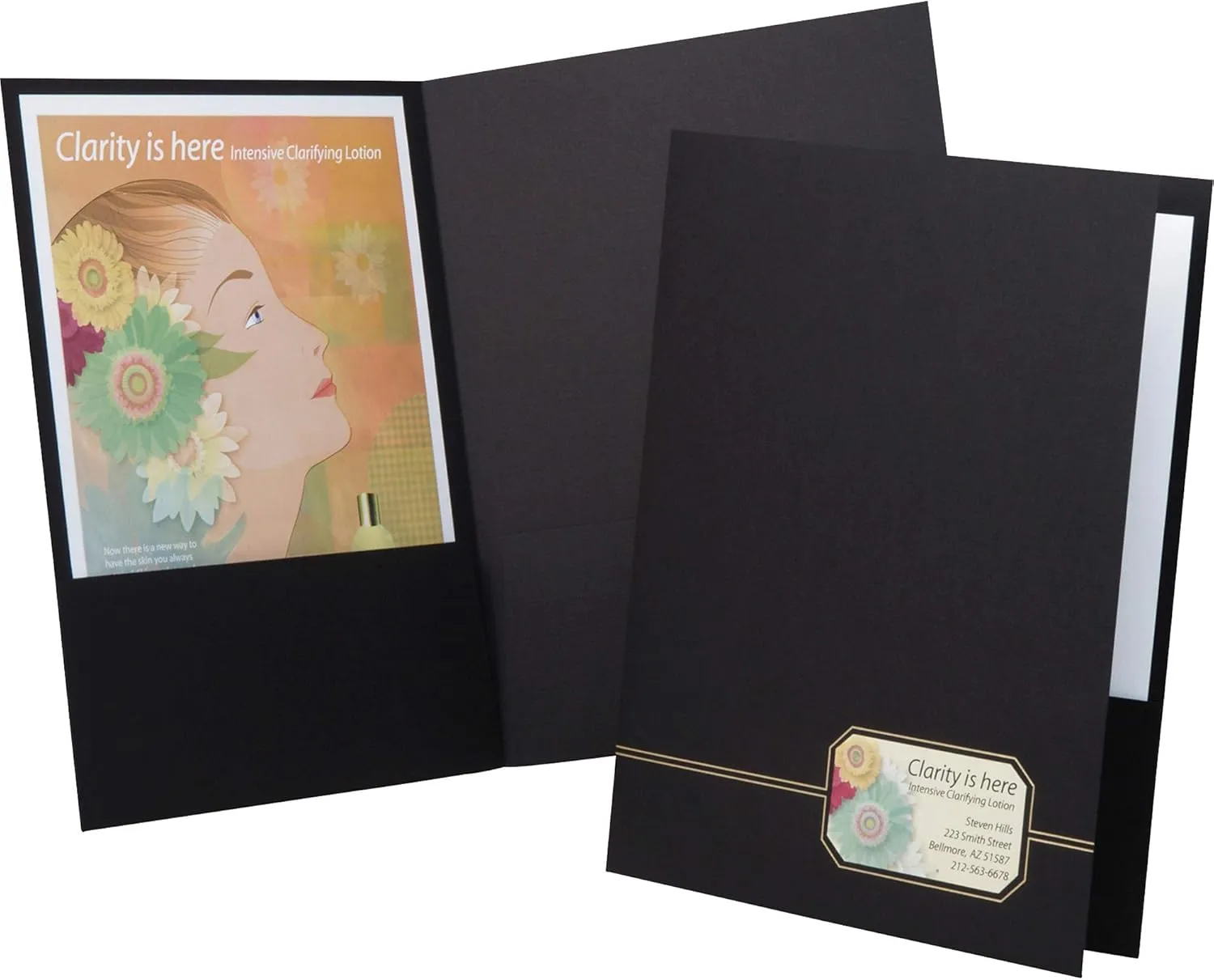 Oxford Monogram Executive Twin Pocket Folders, Letter Size, Black with Gold Foil Trim, 4 Pack (04161EE), 9" x 11 7/8"