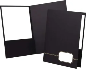 Oxford Monogram Executive Twin Pocket Folders, Letter Size, Black with Gold Foil Trim, 4 Pack (04161EE), 9" x 11 7/8"
