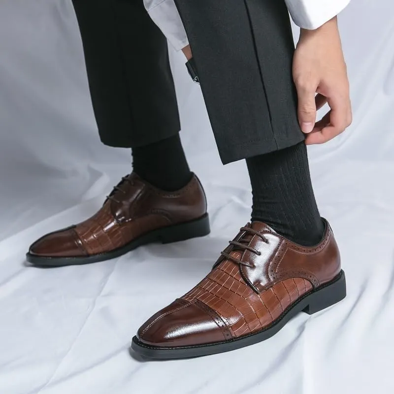 Oxford Shoes for Men's Lace Up Office Round Toe Pu Leather Business Working Office Anti-Slip Non Slip Shoe