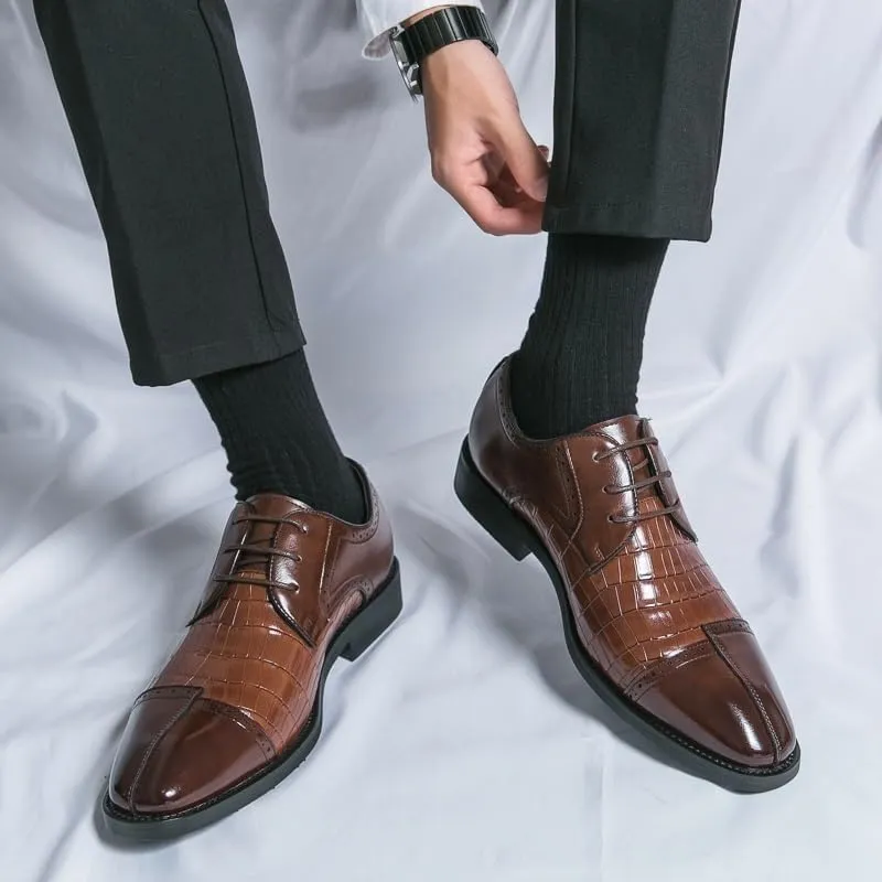 Oxford Shoes for Men's Lace Up Office Round Toe Pu Leather Business Working Office Anti-Slip Non Slip Shoe