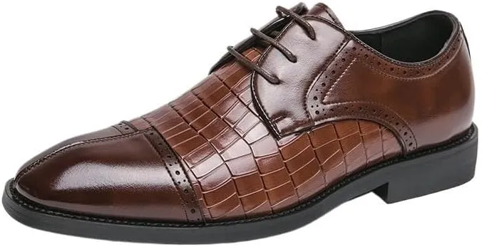 Oxford Shoes for Men's Lace Up Office Round Toe Pu Leather Business Working Office Anti-Slip Non Slip Shoe
