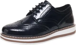 Oxford Shoes for Women Platform Lace Up Wingtips Brogues Round Toe Business Dress Shoes