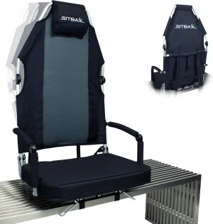 Padded Bleacher Seat – The Ultimate Reclining Stadium Chair with Full Back & Neck Support and 360° Swivel – Lightweight, Foldable, and Portable with Backpack Straps - Patent Pending