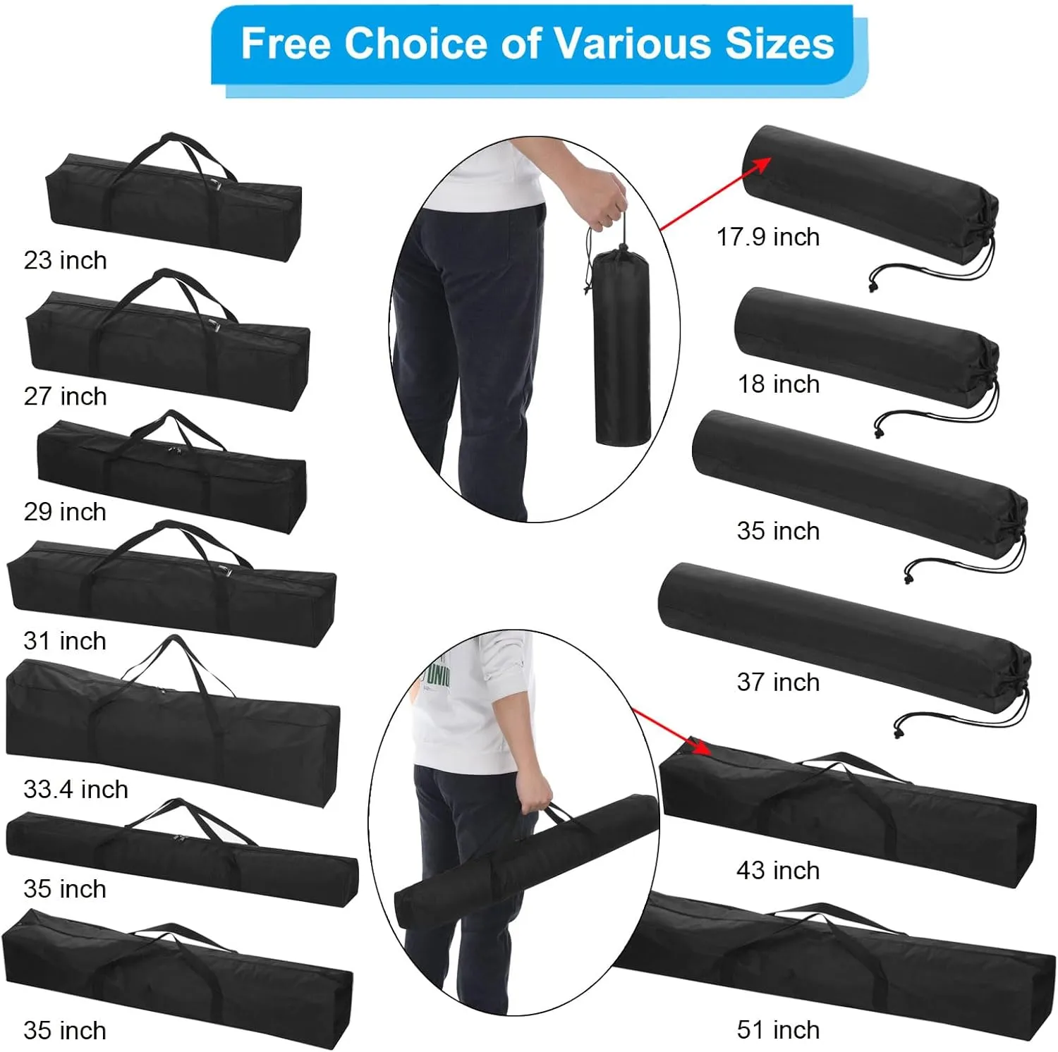 PATIKIL 35 Inch Camp Chair Replacement Bag Nylon Folding Chair Carrying Storage Bag for Beach Chair with Large Zipper Shoulder Strap for Camping Travel, Black