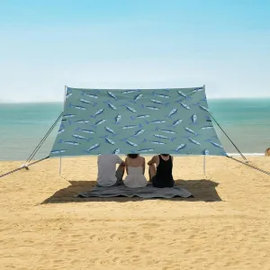 Pattern with Cute Fishes Beach Camping Tent Sun Shelter for Whole Family, Beach Shade Canopy with UPF50  UV Protection,Easy Set Up and Carry,Outdoor Shade for Trips, Fishing, Backyard Fun Picni