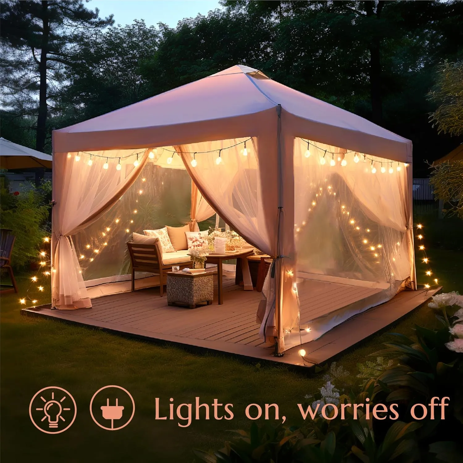 PHI VILLA 10' x 10' Pop Up Canopy Tent with Netting, Instant Gazebo, Ez up Screen House Room with Carry Bag, Height Adjustable, for Outdoor, Garden, Patio