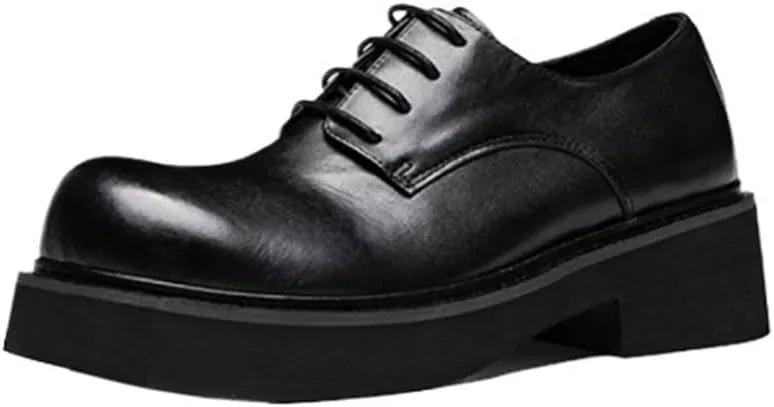 Platform Work Oxfords Round Toe Business Lace-up Wedding Shoes Height-Increasing