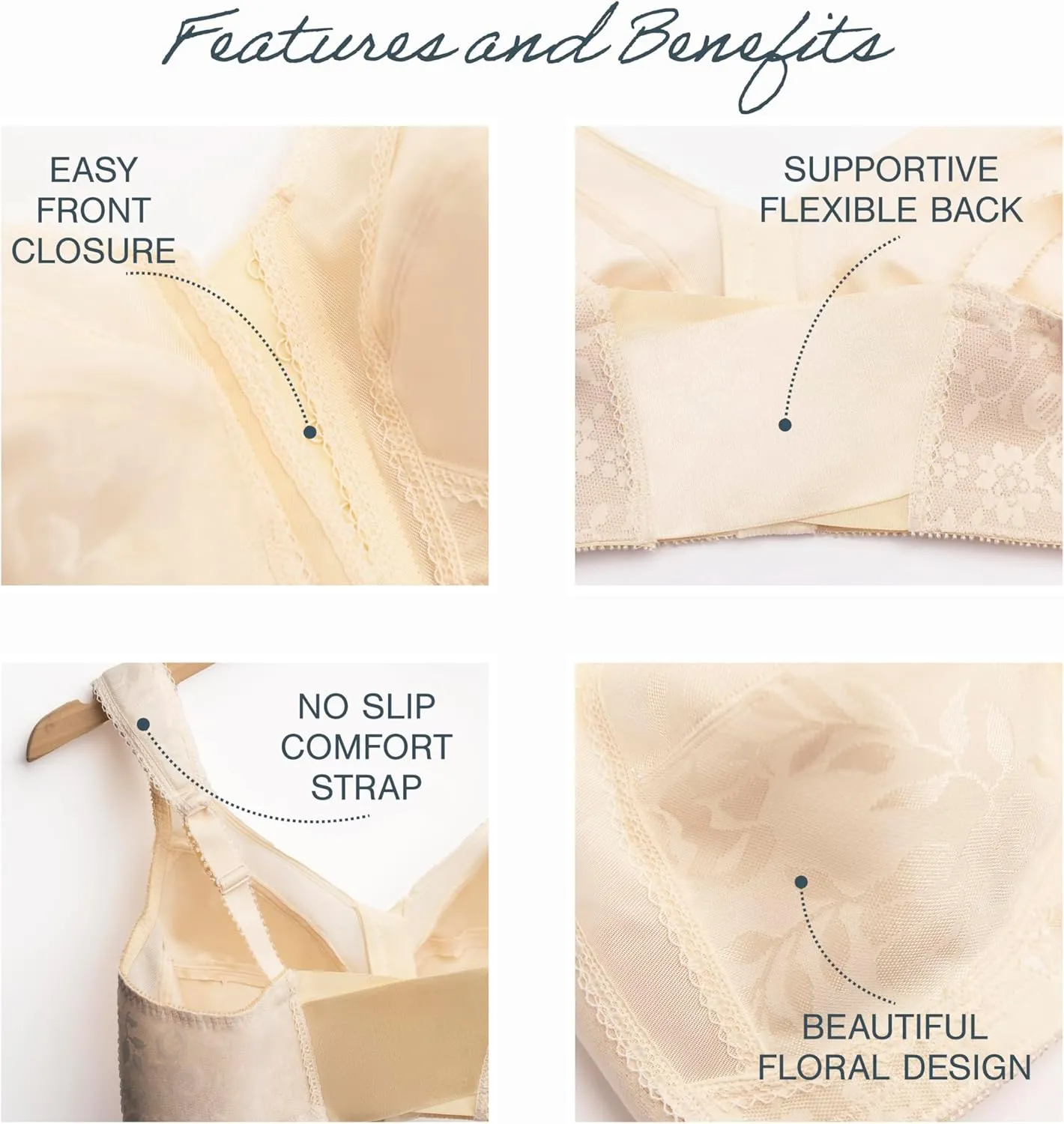 Playtex Women's Wireless Bra, 18 Hour Plus-Size Bras Available, Front Close, Supportive, 4695