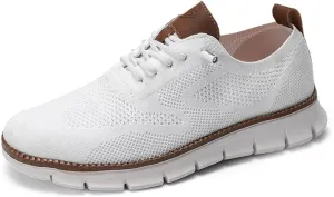 Plus Big Sizes Men's Breathable Mesh Sneakers, Casual Comfort Shoes with Knit Upper, Lightweight Flexible Sole, Khaki