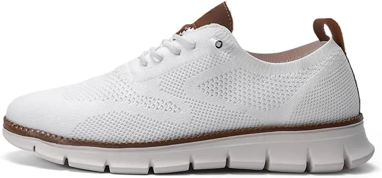 Plus Big Sizes Men's Breathable Mesh Sneakers, Casual Comfort Shoes with Knit Upper, Lightweight Flexible Sole, Khaki