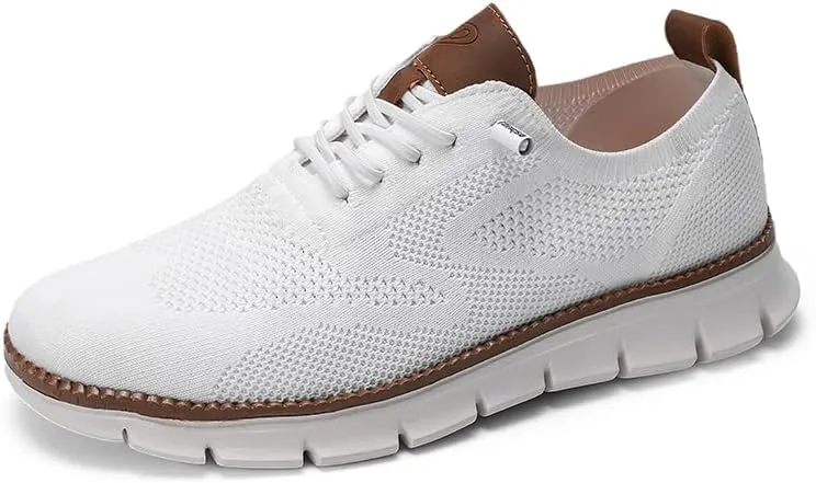Plus Big Sizes Men's Breathable Mesh Sneakers, Casual Comfort Shoes with Knit Upper, Lightweight Flexible Sole, Khaki