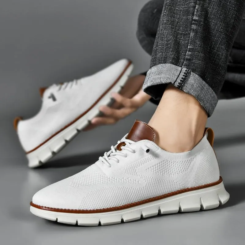 Plus Big Sizes Men's Breathable Mesh Sneakers, Casual Comfort Shoes with Knit Upper, Lightweight Flexible Sole, Khaki