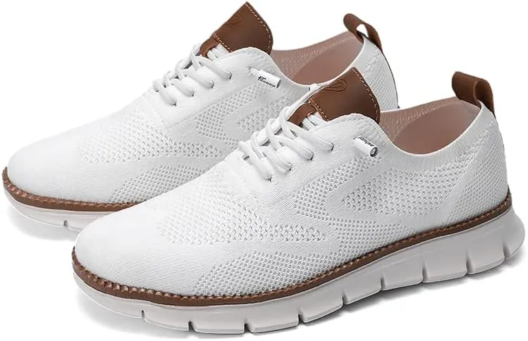 Plus Big Sizes Men's Breathable Mesh Sneakers, Casual Comfort Shoes with Knit Upper, Lightweight Flexible Sole, Khaki