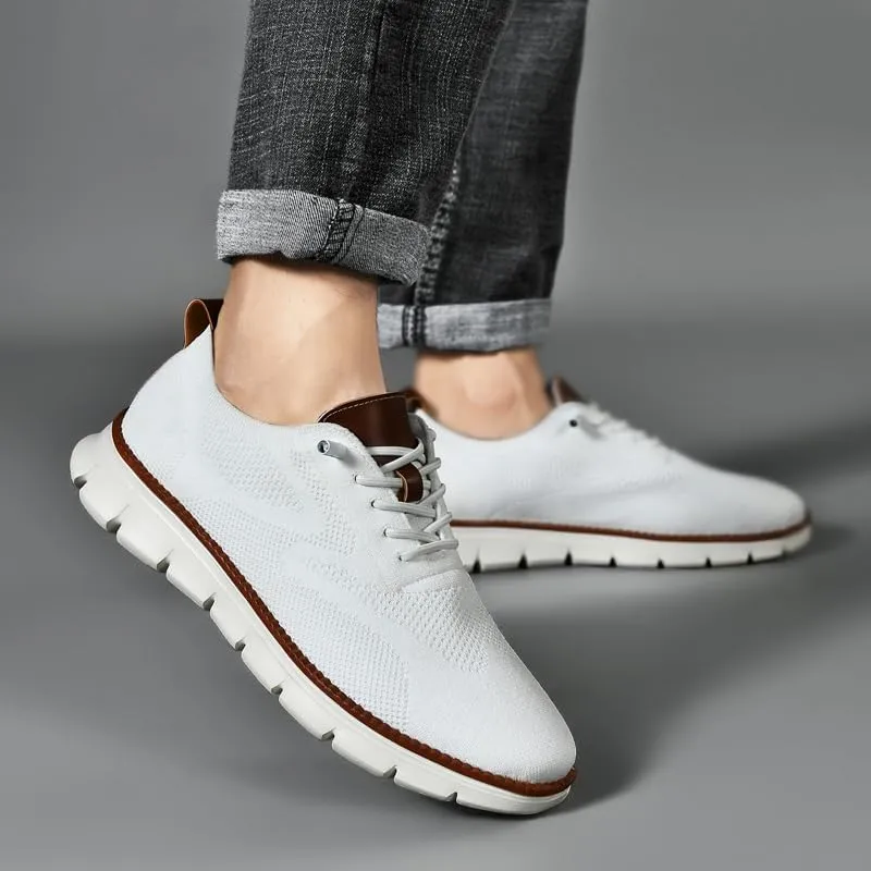 Plus Big Sizes Men's Breathable Mesh Sneakers, Casual Comfort Shoes with Knit Upper, Lightweight Flexible Sole, Khaki