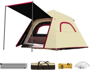 Pop Up Tents for Camping 3-4 Person Double Layer Waterproof Automatic Instant Tent Portable Cabana Beach Tent for Outdoor Hiking