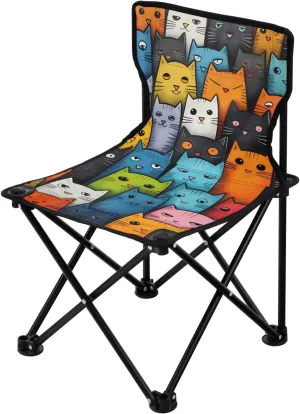 Portable Camping Folding Chairs Foldable Chair Small Colorful Cat Vintage Lightweight Backpacking Outdoor Outside Fishing