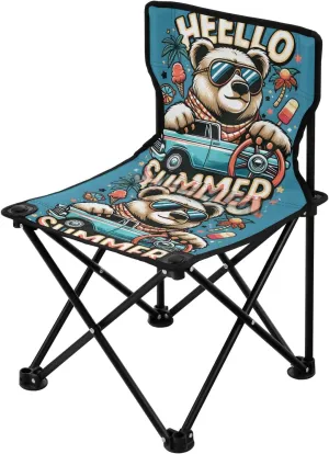 Portable Camping Folding Chairs Foldable Chair Small Cool Bear Cartoon Lightweight Backpacking Outdoor Outside Fishing