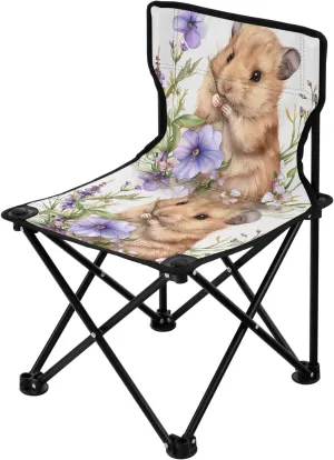 Portable Camping Folding Chairs Foldable Chair Small Hamster Flowers Lightweight Backpacking Outdoor Outside Fishing