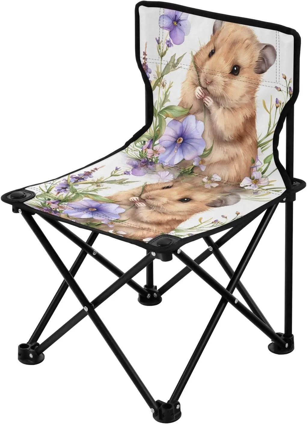 Portable Camping Folding Chairs Foldable Chair Small Hamster Flowers Lightweight Backpacking Outdoor Outside Fishing