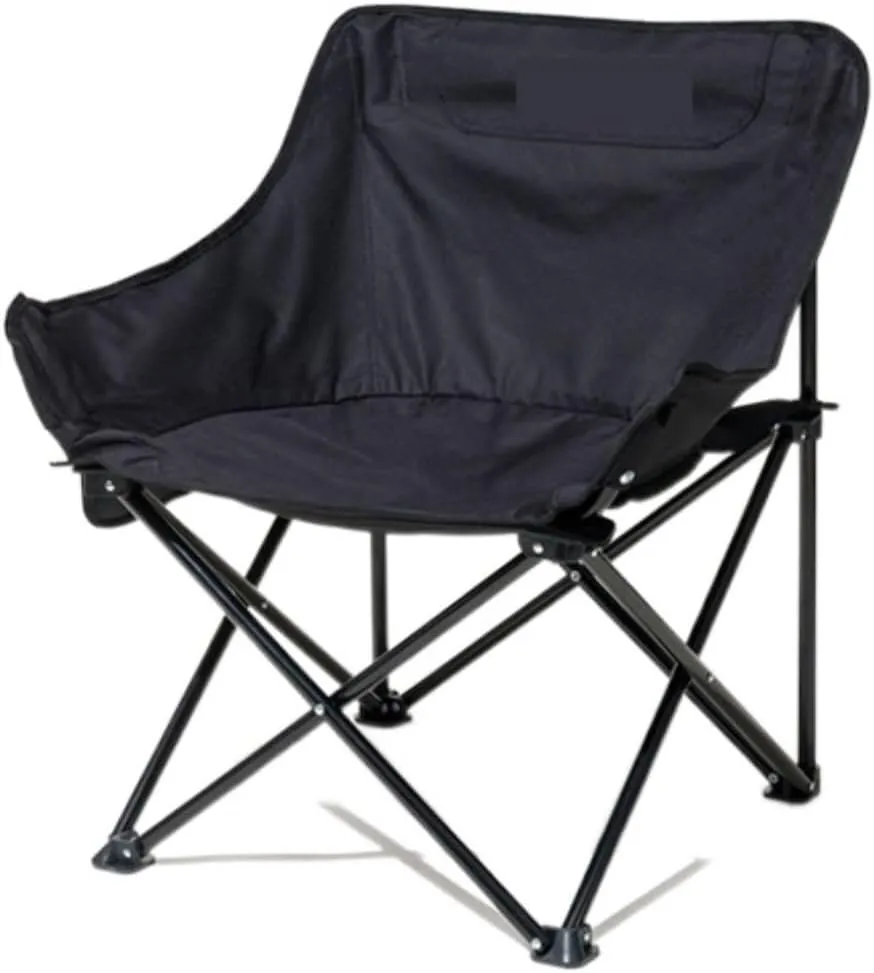 Portable Folding Camping Chair with Backrest - Lightweight Director for Beach, Fishing, Picnic, and Outdoor Activities, 600D Oxford Fabric, Supports 220lbs(Black)