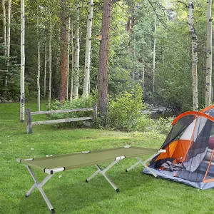 Portable Folding Camping Cot with Carrying Bag Army Green