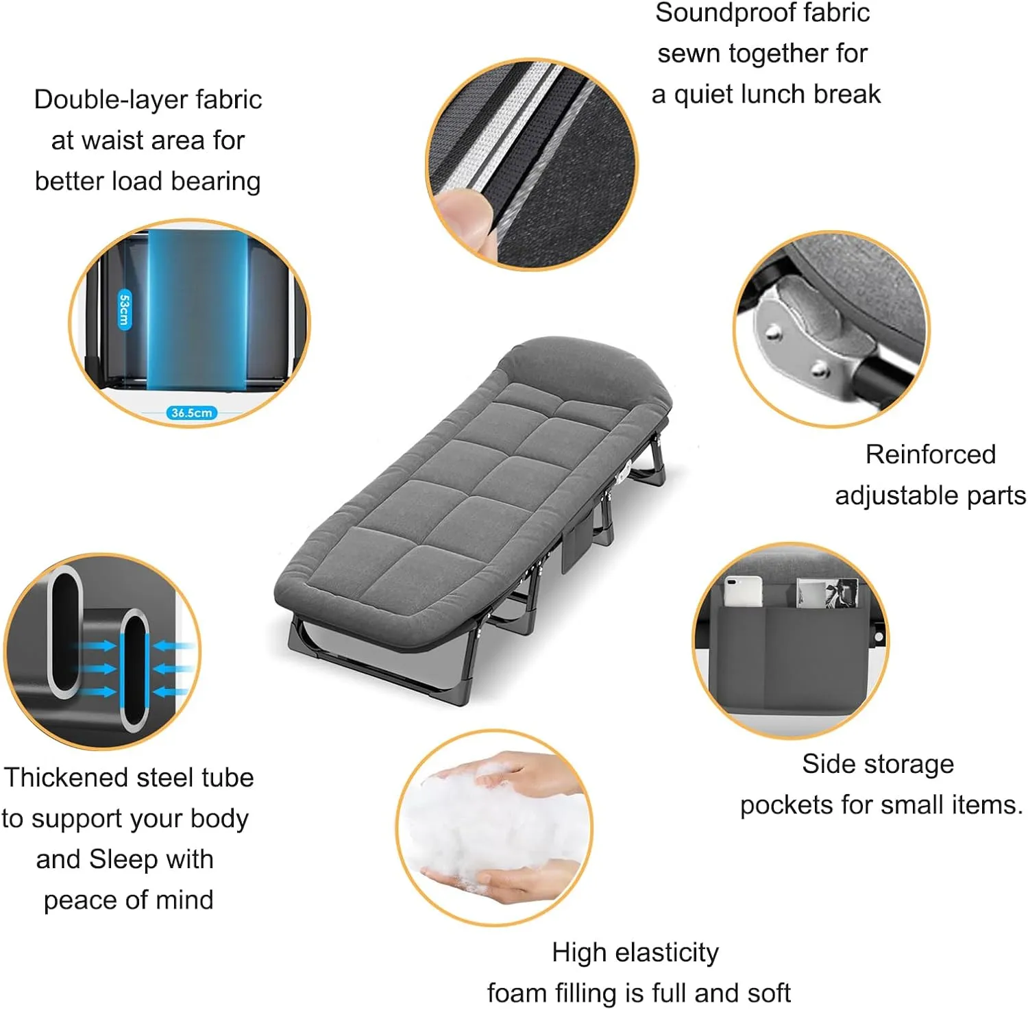 Portable Folding Lounge Chair,6 Adjustable Positions Folding Loading Chair,Camping Cot with Mattress for Adults,Folding Cots Sleeping for Home Garden Travel Beach Office Nap Camping Sleeping