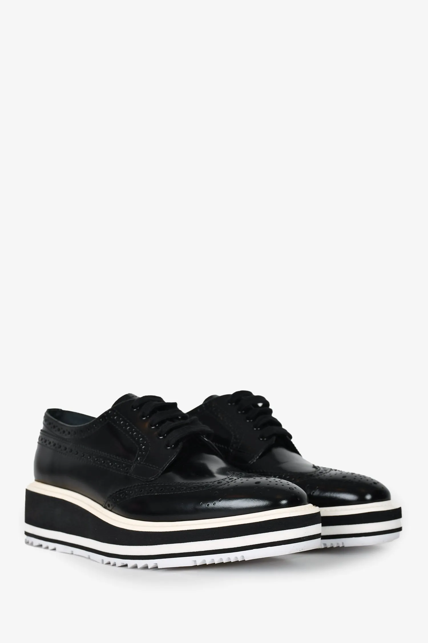 Prada Black Leather Platform Oxford Size 38