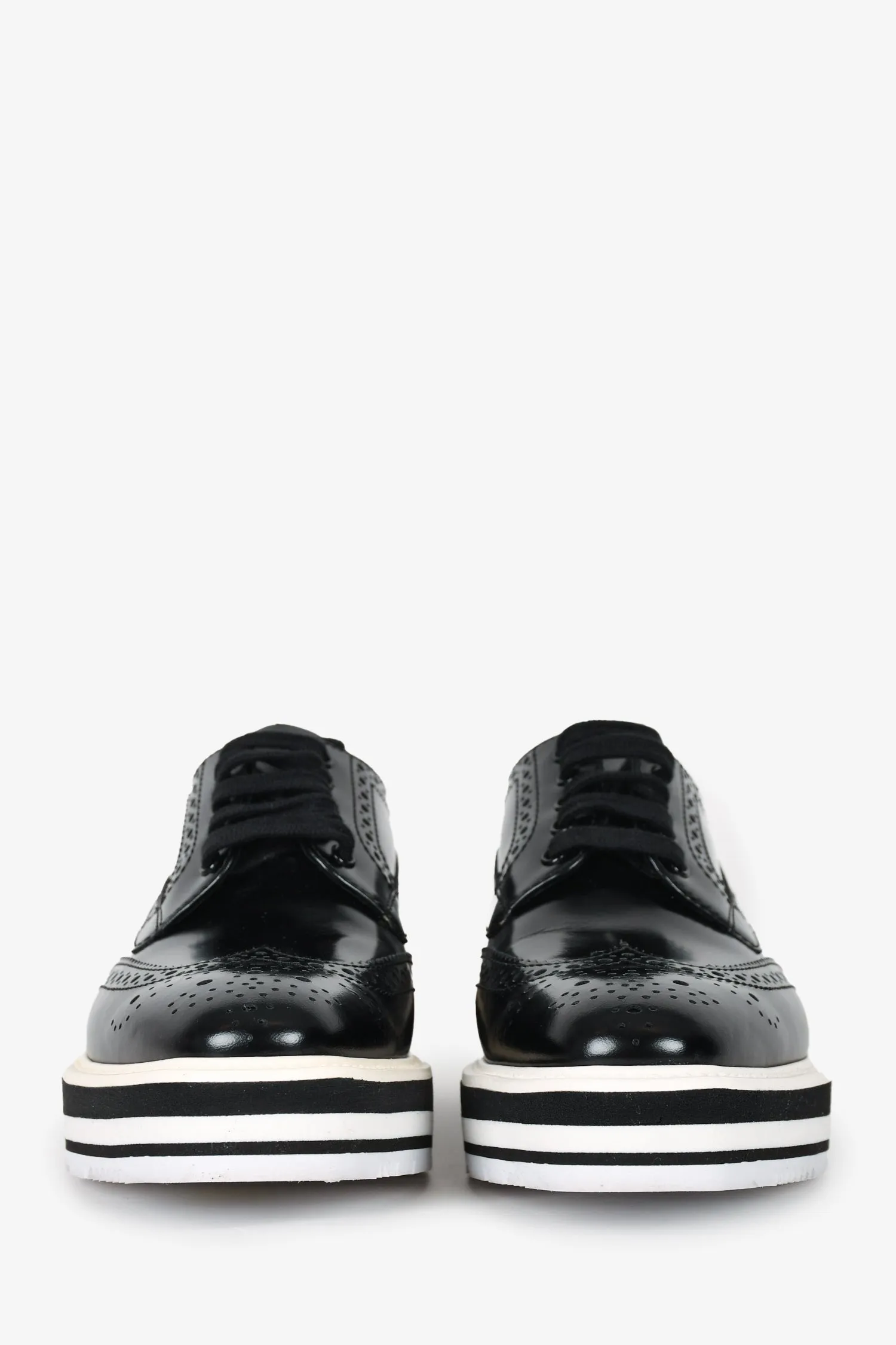 Prada Black Leather Platform Oxford Size 38