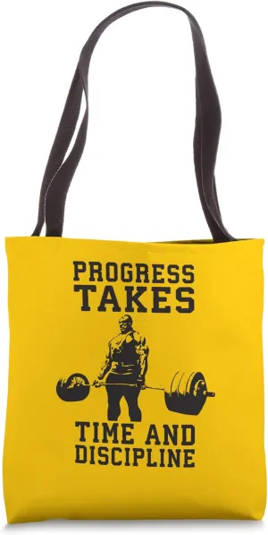 Progress vs Discipline - Gym Workout Fitness Motivational Tote Bag