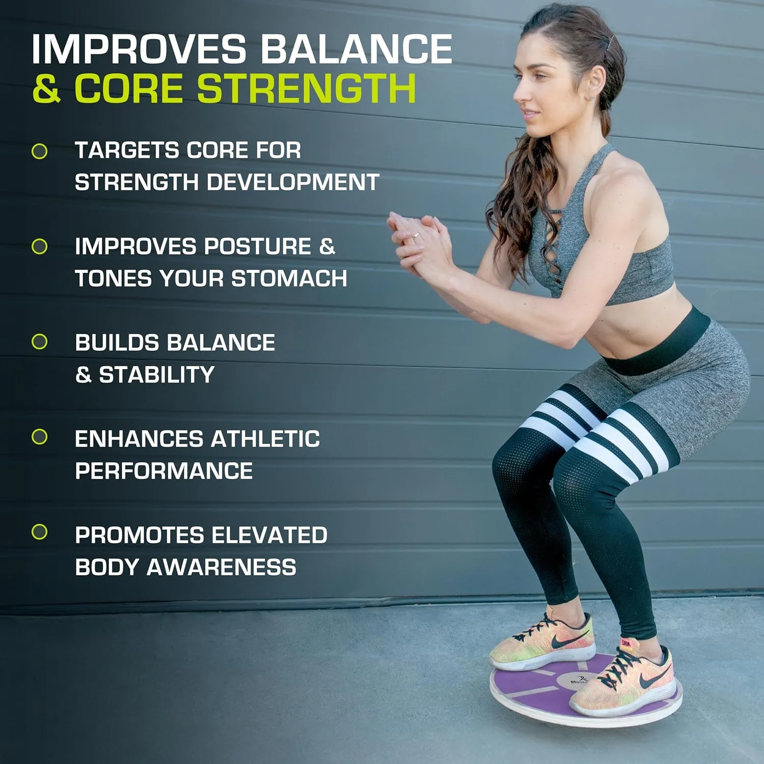 ProsourceFit Wooden Balance Board Non-Slip Wobble Core Trainer 15.75in (39.5cm) Diameter with 360 Rotation for Stability Training, Full Body Exercises, Physical Therapy