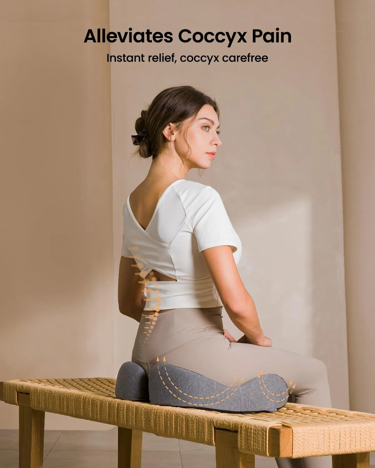 ProtoArc Seat Cushion for Tailbone Pain Relief, Office Chair Cushion, Coccyx Cushion, Ergonomic Memory Foam Seat Cushion for Home, Car, Pressure Relief Pad for Hip, Coccyx, All Day Comfort - Gray