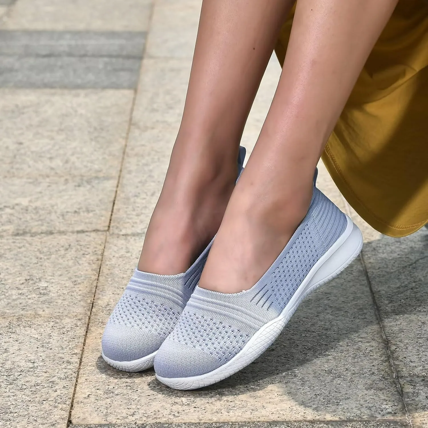 Puxowe Women's Casual Slip on Walking Shoes-Lightweight Knit Loafer
