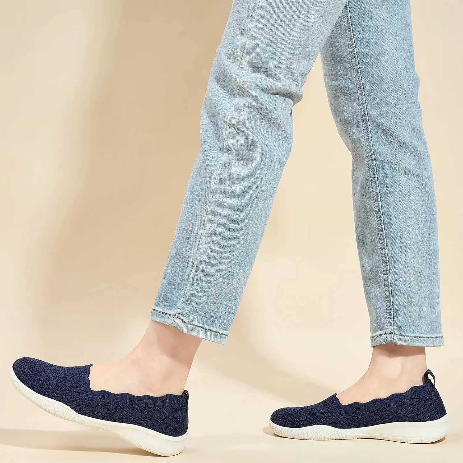 Puxowe Women's Casual Slip on Walking Shoes-Lightweight Knit Loafer