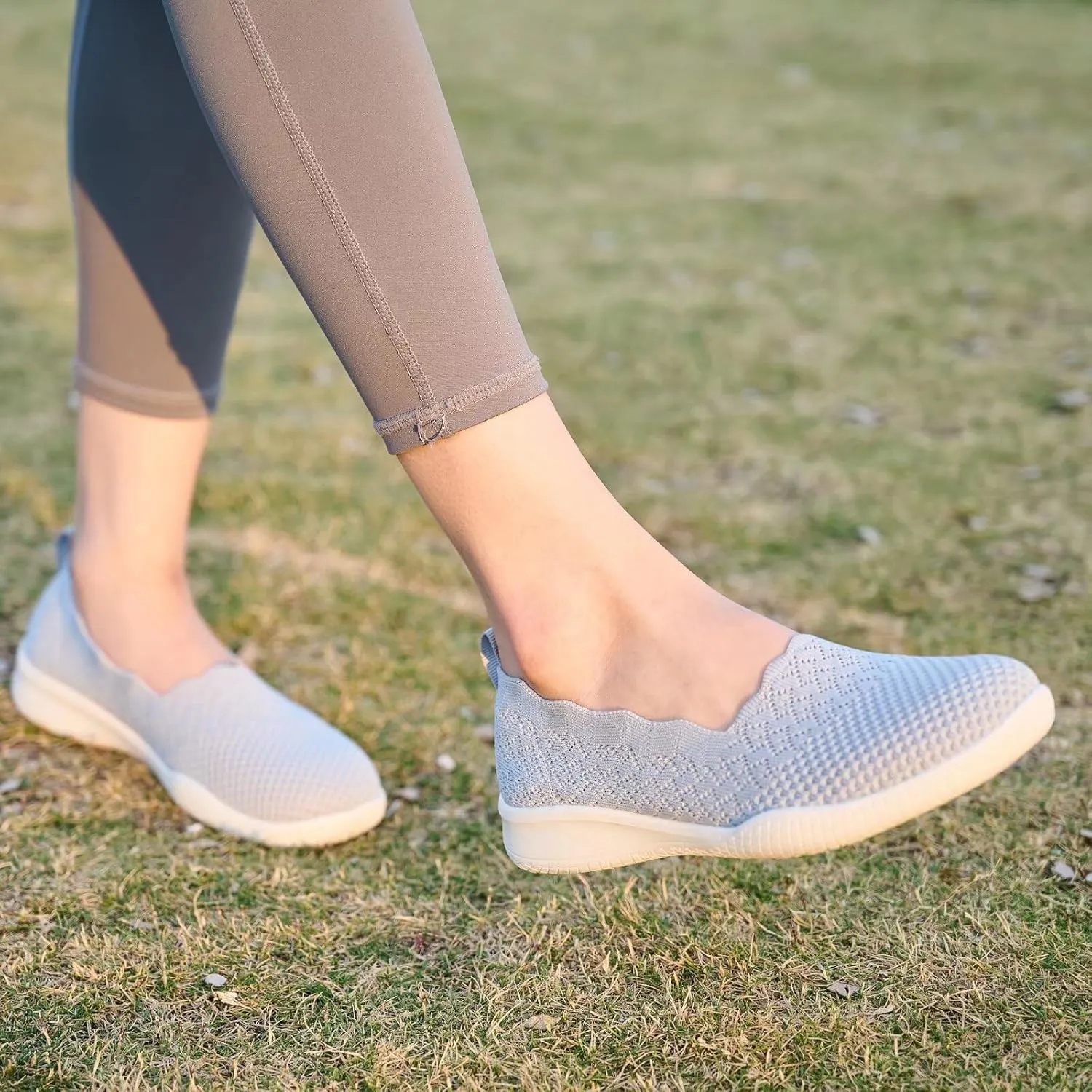 Puxowe Women's Casual Slip on Walking Shoes-Lightweight Knit Loafer