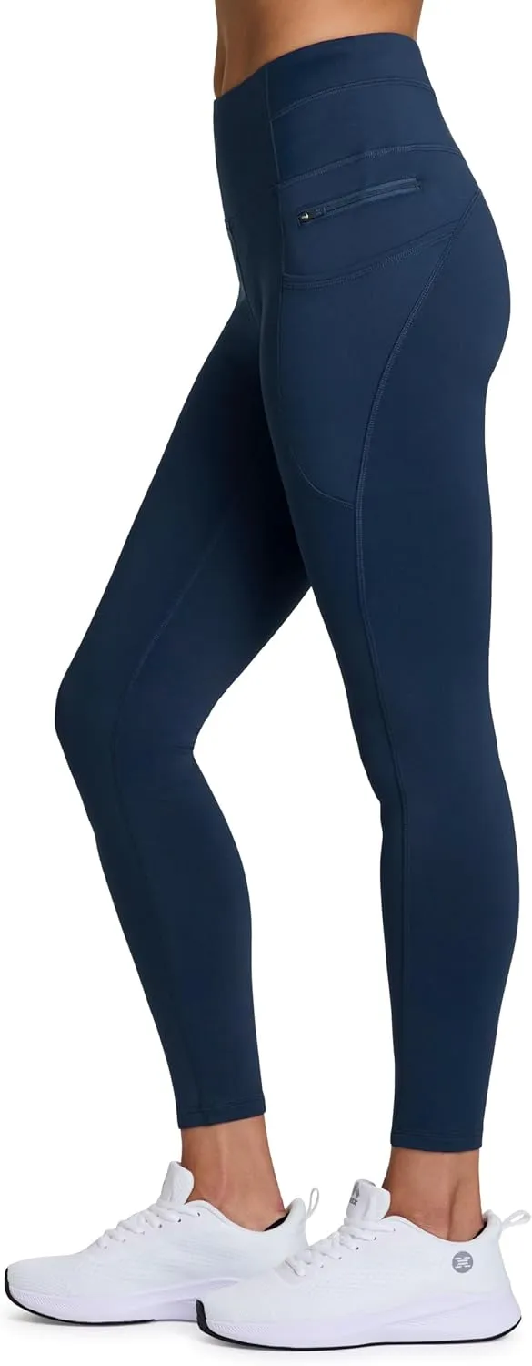 RBX Fleece-Lined Leggings for Women Yoga Pants with Pockets Gym Pants for Cold Weather Full-Length Leggings for Running Yoga