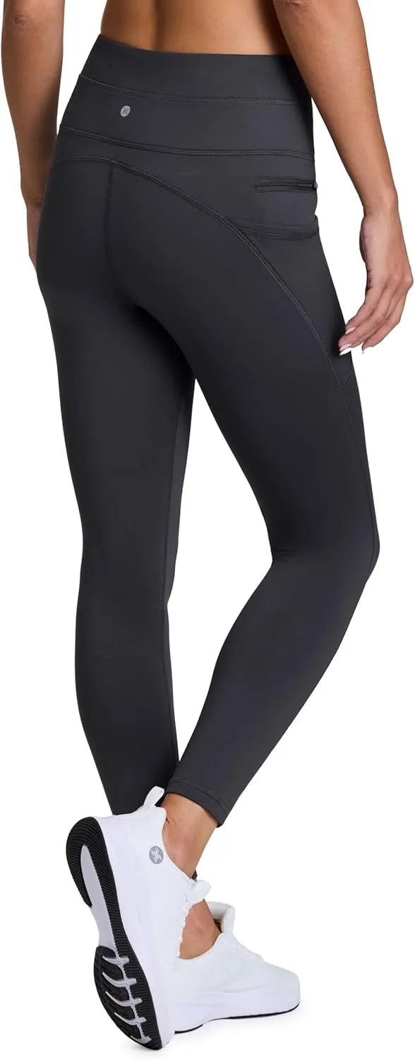 RBX Fleece-Lined Leggings for Women Yoga Pants with Pockets Gym Pants for Cold Weather Full-Length Leggings for Running Yoga