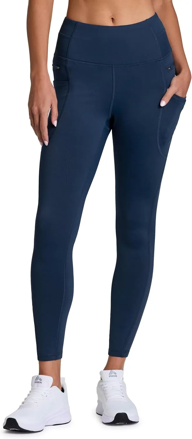 RBX Fleece-Lined Leggings for Women Yoga Pants with Pockets Gym Pants for Cold Weather Full-Length Leggings for Running Yoga