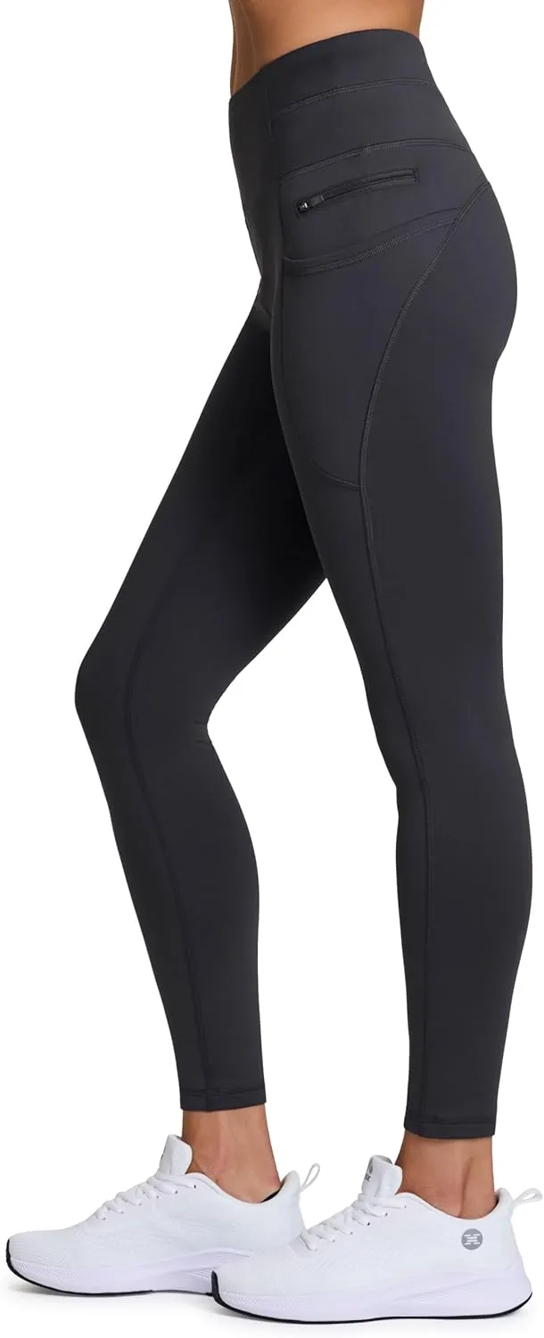RBX Fleece-Lined Leggings for Women Yoga Pants with Pockets Gym Pants for Cold Weather Full-Length Leggings for Running Yoga