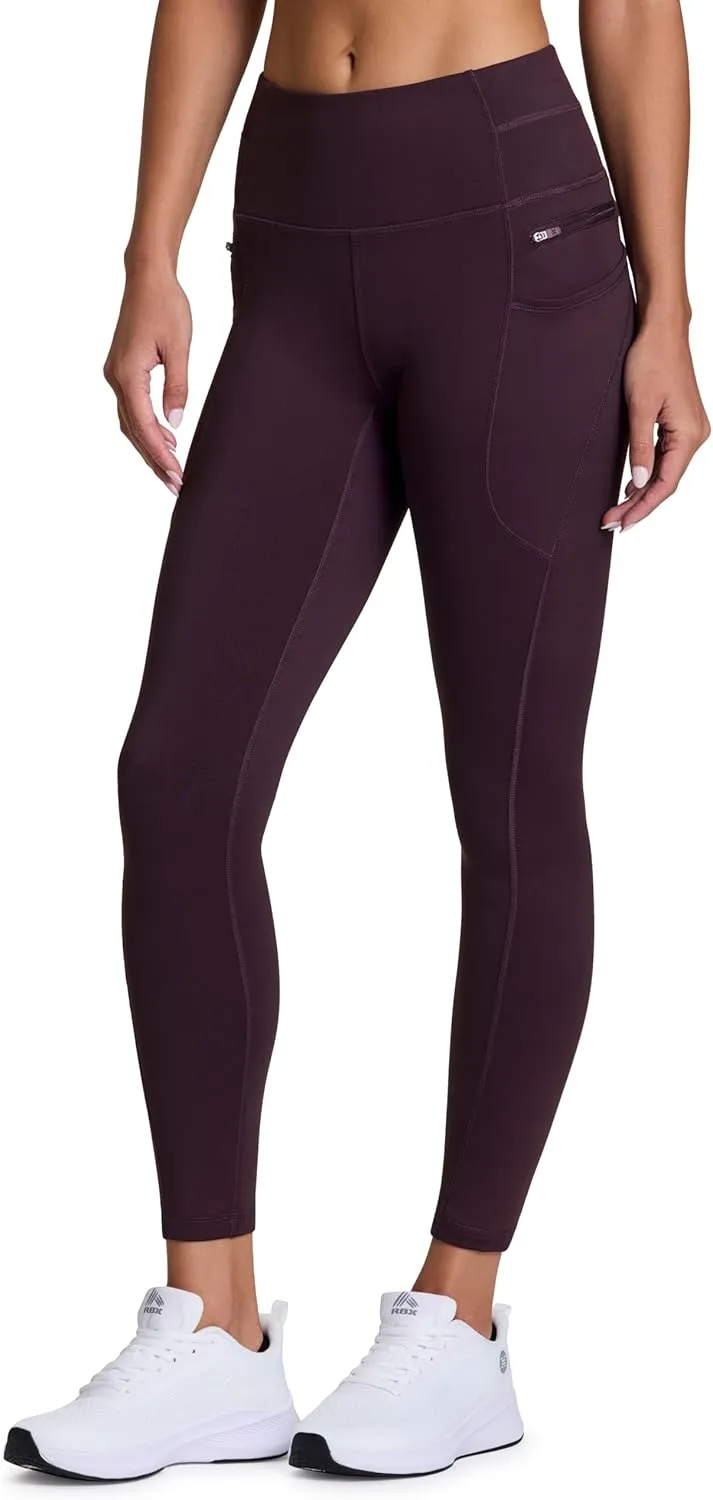 RBX Fleece-Lined Leggings for Women Yoga Pants with Pockets Gym Pants for Cold Weather Full-Length Leggings for Running Yoga