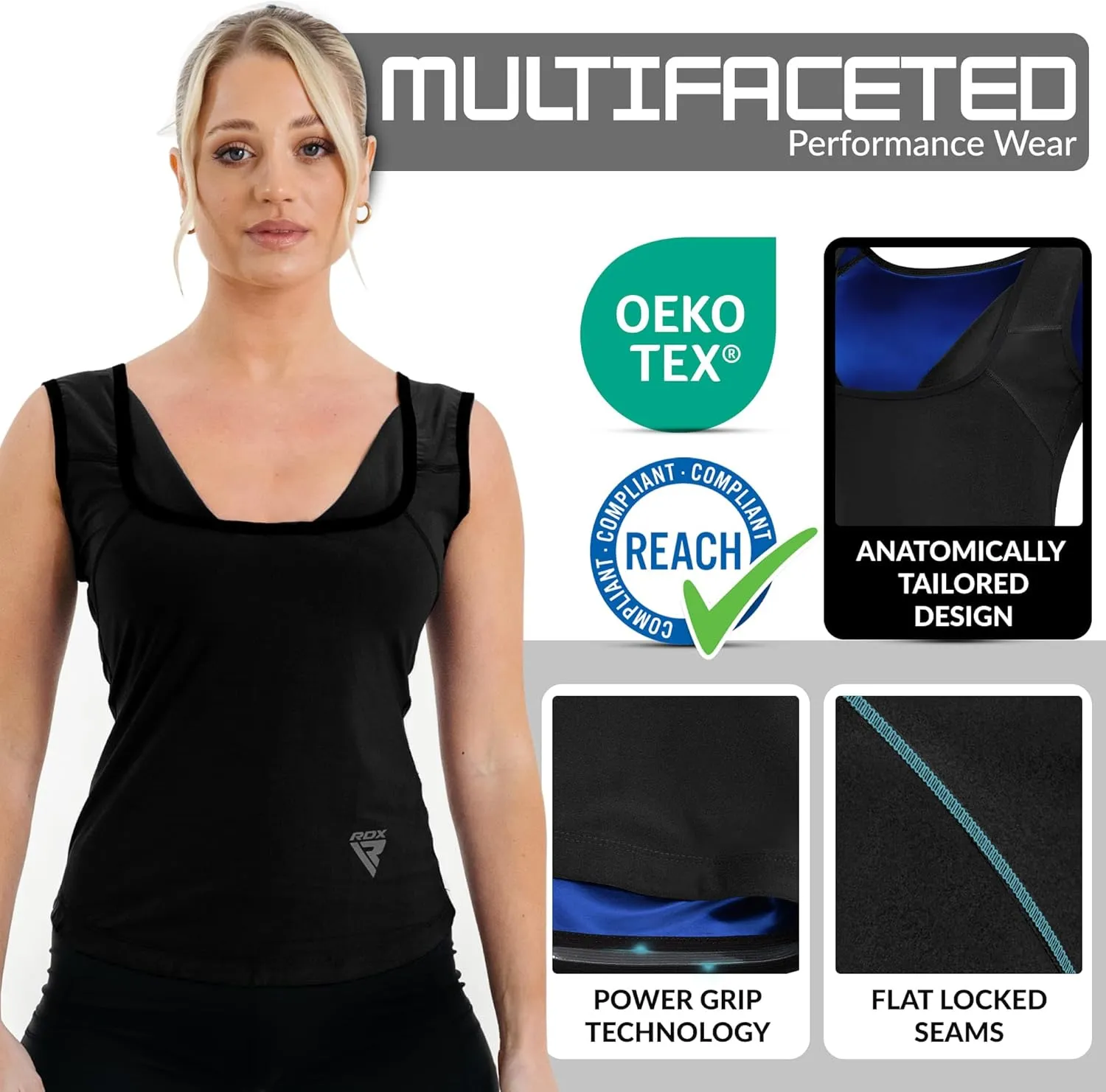 RDX Women’s Sauna Vest Heat Trapping Sweat Waist Trainer - Reach Oeko TEX 100 Certified Body Shaper